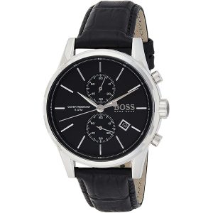 Hugo Boss Jet Black Dial Leather Strap Men's Watch 1513279