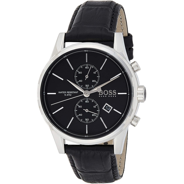 Hugo Boss Jet Black Dial Leather Strap Men's Watch 1513279