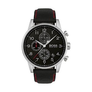 Men's Watch Hugo Boss Navigator 1513535 Leather Strap With Red Stitching