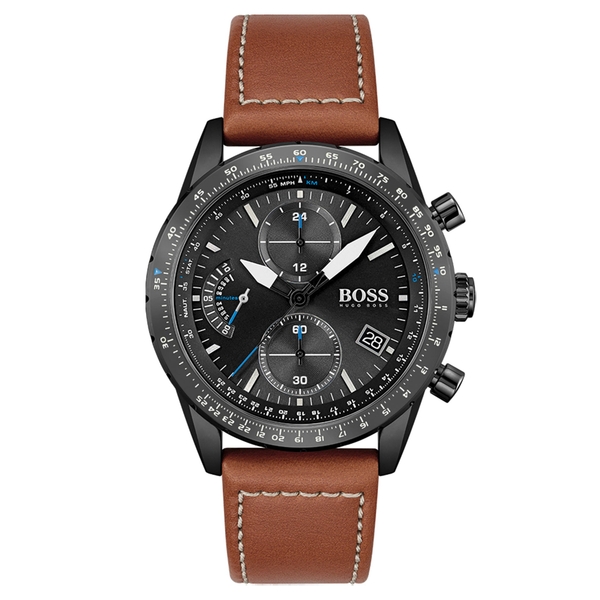 Hugo Boss Pilot Edition Chrono Brown Leather Men's Watch 1513851
