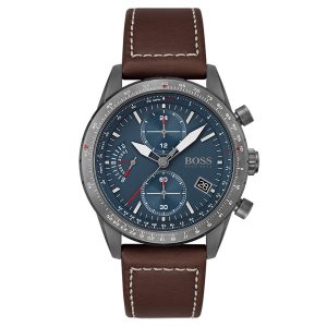 Hugo Boss Pilot Edition Chrono Brown Leather Men's Watch 1513852