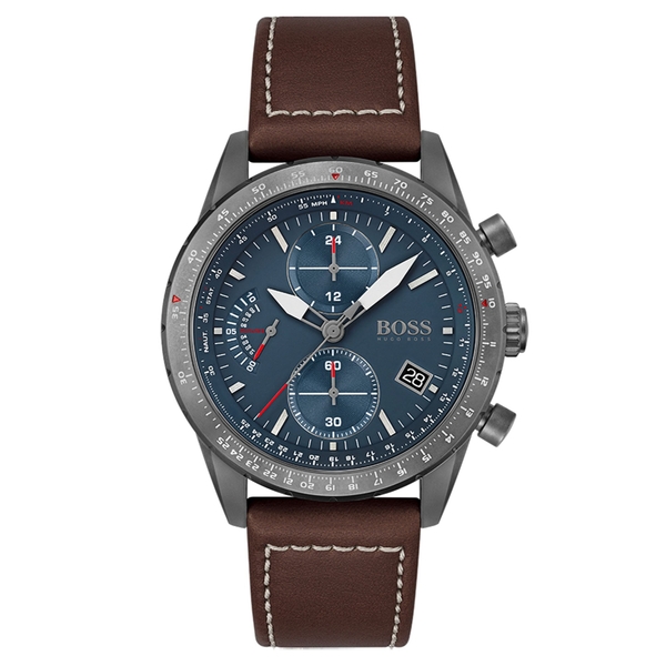 Hugo Boss Pilot Edition Chrono Brown Leather Men's Watch 1513852