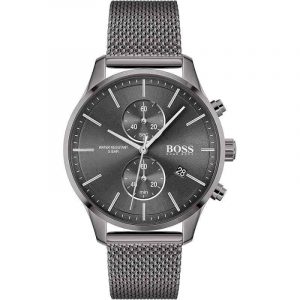 Hugo Boss Associate Men's Watch 1513870 Anthracite Milanese Mesh Chronograph