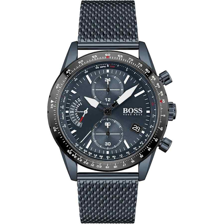 Hugo Boss Men's Watch Blue Mesh Strap Chronograph Pilot Edition 1513887