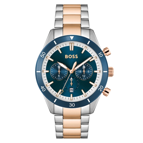 Hugo Boss 1513937 Santiago Two-Tone Steel & Blue Mens Watch