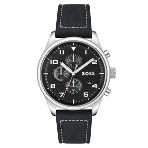 Hugo Boss Black Leather Chronograph Men's Watch 1513987