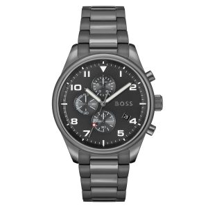 Hugo Boss Grey Steel Black Dial Chronograph Men's Watch 1513991