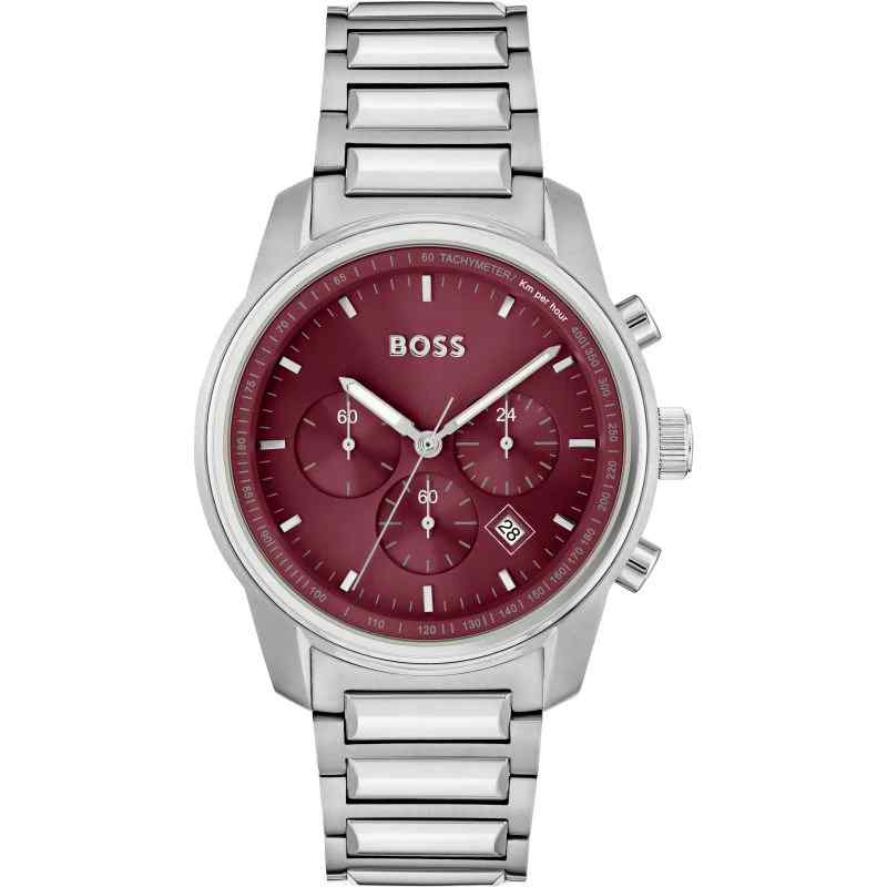 Hugo Boss Trace Chronograph Burgundy Dial Men's Watch 1514004