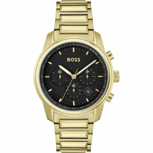Hugo Boss Gold Steel Black Dial Chronograph Men's Watch 1514006