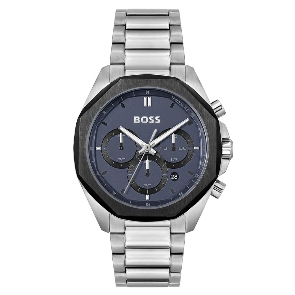 Hugo Boss Silver-Tone Steel Blue Dial Chronograph Men's Watch 1514015