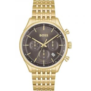 Hugo Boss Gold Steel Dark Grey Dial Chronograph Men's Watch 1514051