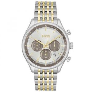 Hugo Boss Two-Tone Steel Grey & Silver White Dial Chronograph Men's Watch 1514053