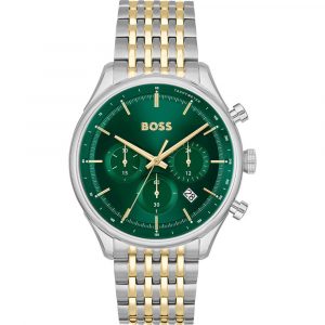 Hugo Boss Two-Tone Steel Green Dial Chronograph Men's Watch 1514081