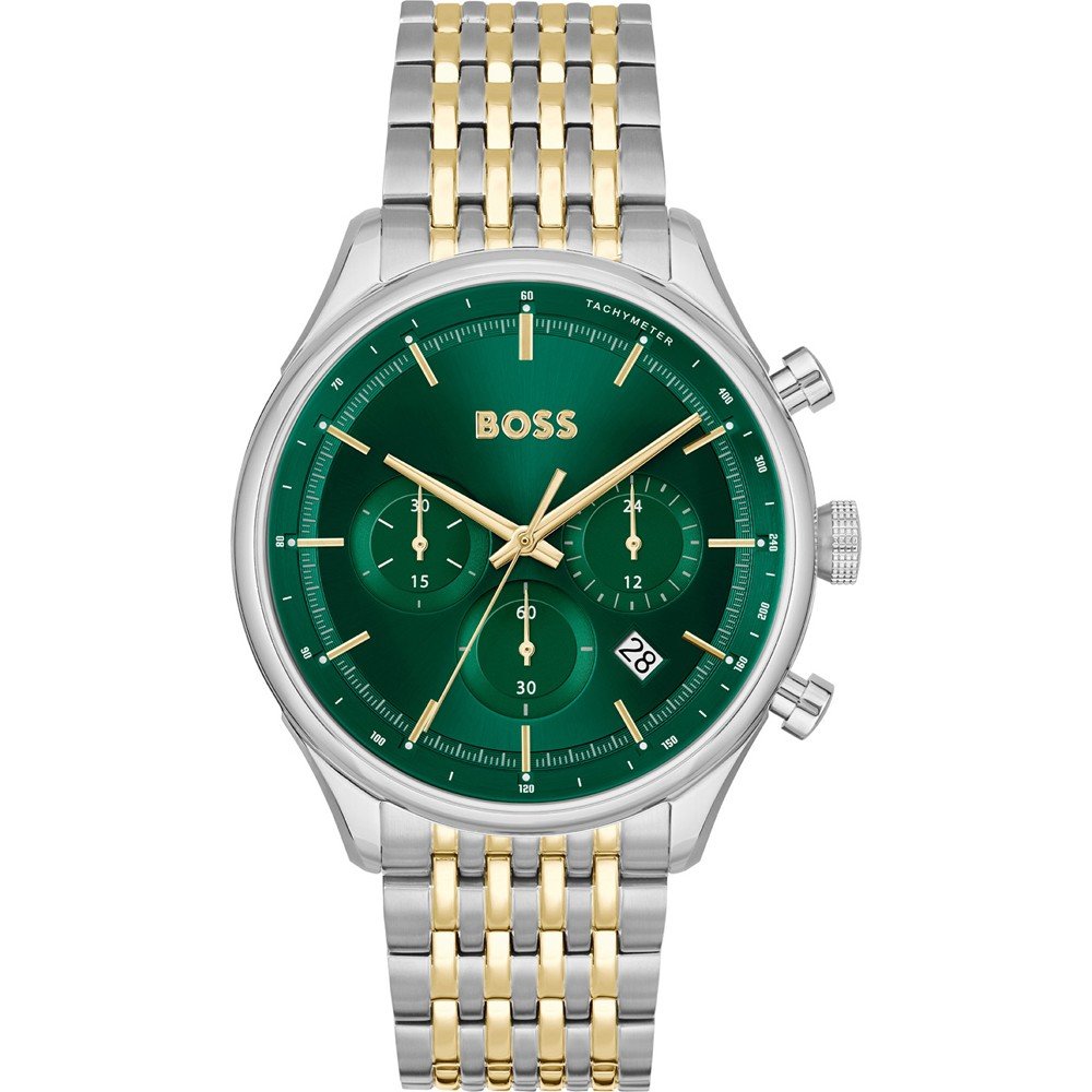 Hugo Boss Two-Tone Steel Green Dial Chronograph Men's Watch 1514081