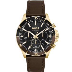 Hugo Boss Gents Troper Chronograph Brown Leather Strap Watch 1514100