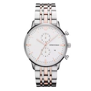 Emporio Armani Men's Chronograph Watch Rose Gold Steel AR0399