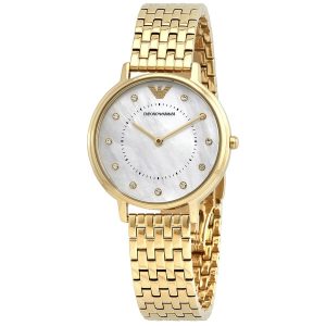 Emporio Armani Quartz Crystal White Mother of Pearl Dial Ladies Watch AR11007