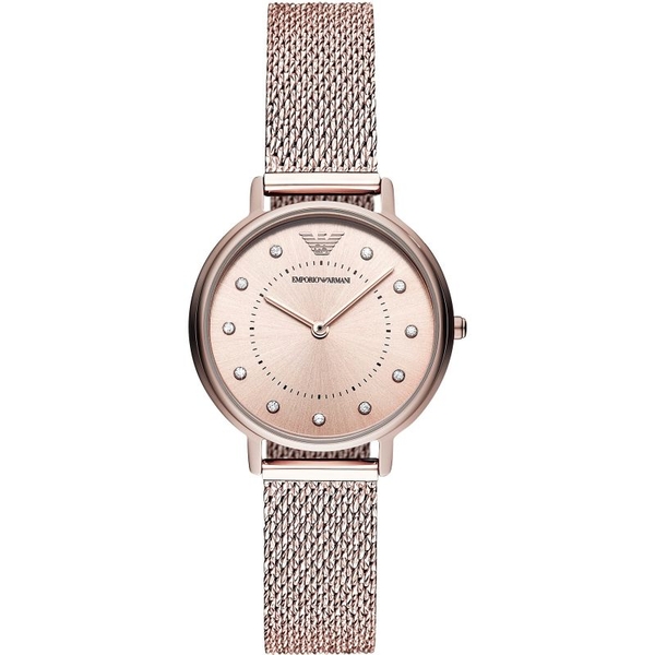 Emporio Armani Ladies Kappa Watch Rose Gold Plated Mesh AR11129