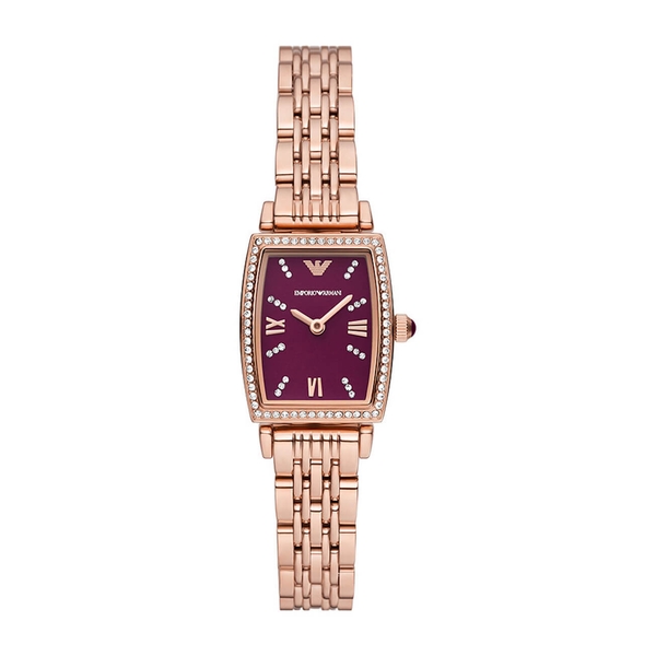 Emporio Armani Quartz Crystal Burgundy Dial Ladies Watch AR11488