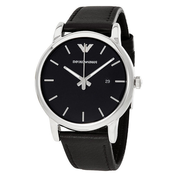 Emporio Armani Classic Black Dial Black Leather Men's Watch AR1692