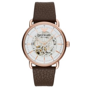 Emporio Armani Aviator Automatic Men's White Skeleton Dial Watch AR60027