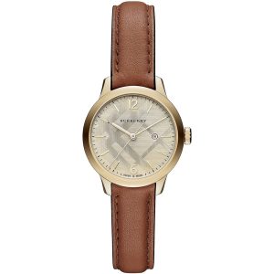 Burberry Women's BU10101 Classic Gold-Tone Watch with Brown Leather Strap