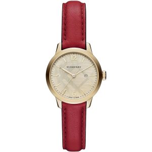 Burberry The Classic Gold & Red Leather Strap Women's Watch (BU10102)