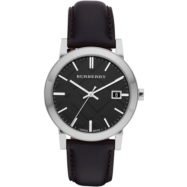 Burberry The City Check BU9009 Unisex Watch - Black Leather Strap