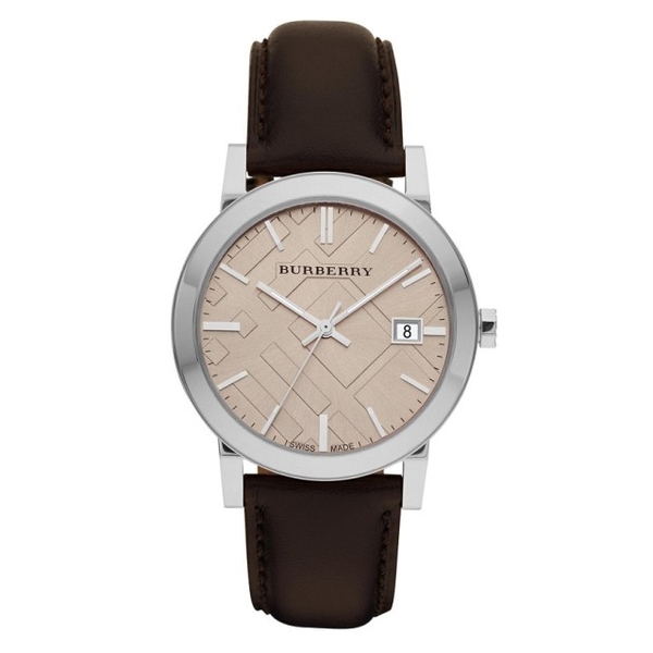 Burberry The City Check Champagne Beige Leather Watch BU9011 (Unisex)