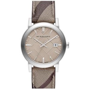 Burberry The City BU9029 Unisex Watch - Brown Check Leather Strap & Silver Case