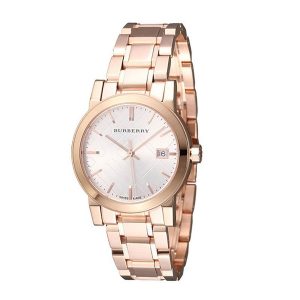 Burberry BU9104 Petite Swiss Quartz Rose Gold Stainless Steel Women's Watch with White Dial