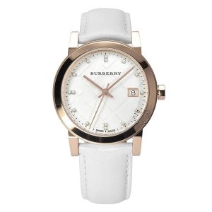 Burberry The City BU9130 Women's Rose Gold & White Leather Watch