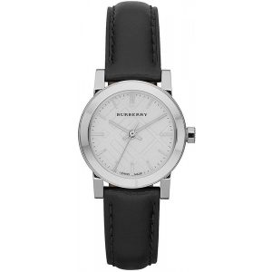 Burberry The City Petite Women's Watch - Silver Dial & Black Leather Strap (BU9206)