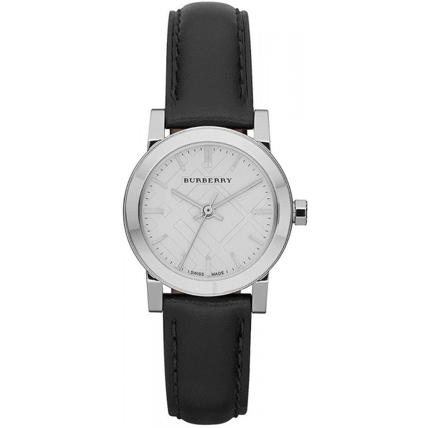 Burberry The City Petite Women's Watch - Silver Dial & Black Leather Strap (BU9206)