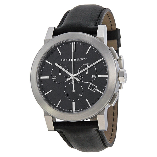 Burberry BU9356 Men's Chronograph Black Check Dial Leather Watch