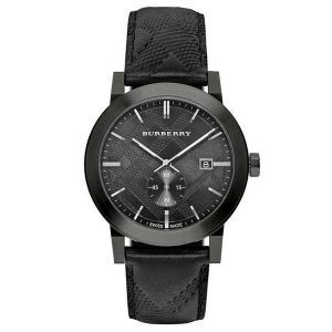 Burberry City BU9906 Men's Watch - Black Leather Strap & Silver Dial