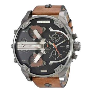 Diesel Mr. Daddy 2.0 Men's Oversized Watch - Black/Brown Leather, DZ7332