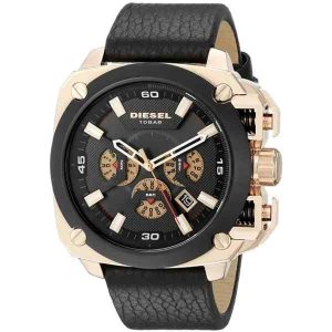 Diesel BAMF DZ7346 Men's Black Leather Watch - Rose Gold & Black
