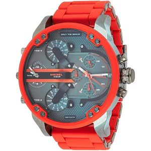 Diesel Mr. Daddy 2.0 Oversized Gunmetal & Red Chronograph Watch DZ7370