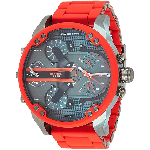Diesel Mr. Daddy 2.0 Oversized Gunmetal & Red Chronograph Watch DZ7370