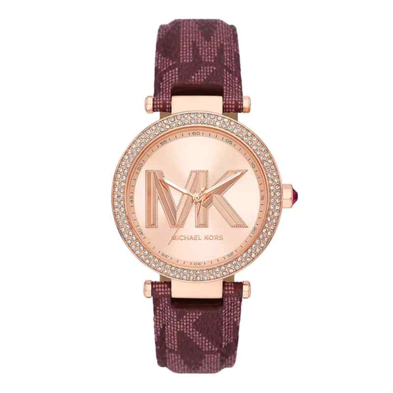 Michael Kors Parker Women's Rose Gold Watch with Red Silicone Strap 39mm MK2973