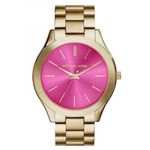 Michael Kors Slim Runway Pink Dial Gold Tone Watch MK3264