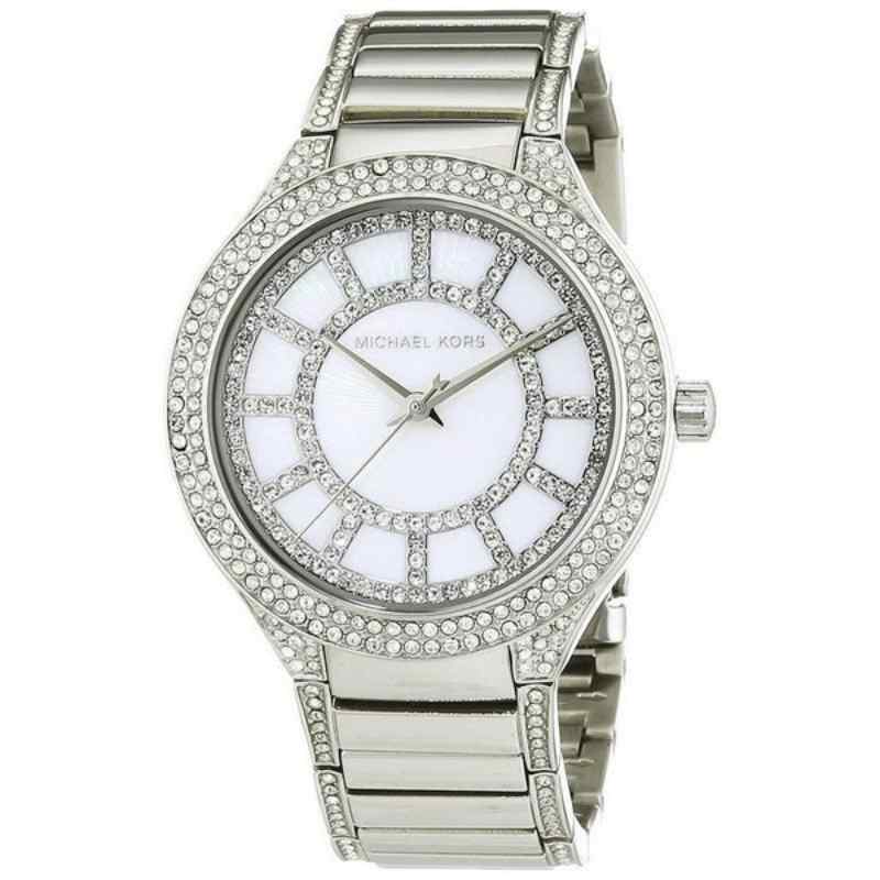 Michael Kors Kerry Glitz Silver Tone Watch with Mother of Pearl Dial MK3311