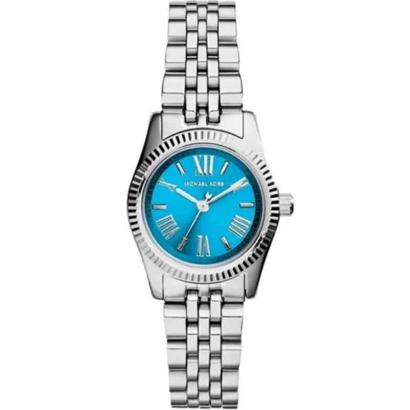 Michael Kors MK3328 Women's Silver and Blue Stainless Steel Watch 26mm