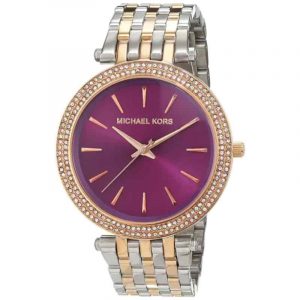 Michael Kors Darci Two Tone Stainless Steel Watch Purple Dial MK3353
