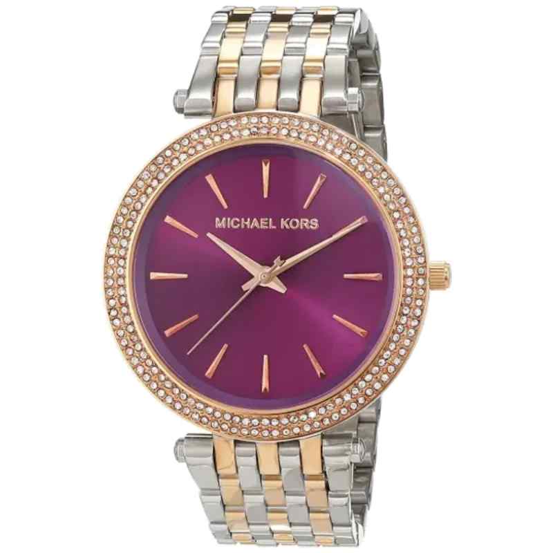 Michael Kors Darci Two Tone Stainless Steel Watch Purple Dial MK3353