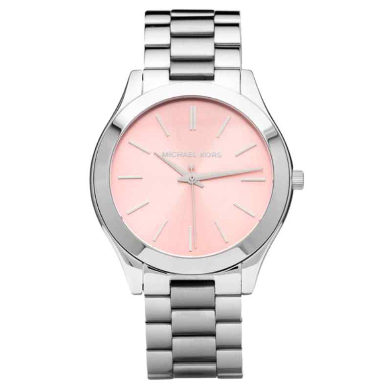 Michael Kors Slim Runway Pink Dial Ladies' Watch Silver MK3380