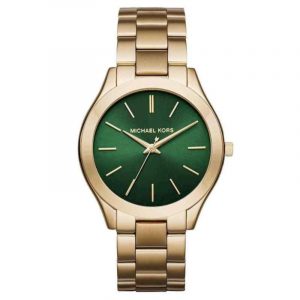 Michael Kors Slim Runway Men's Gold Green Watch 42mm MK3435