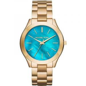 Michael Kors Slim Runway Gold & Ocean Blue Women's Watch MK3492