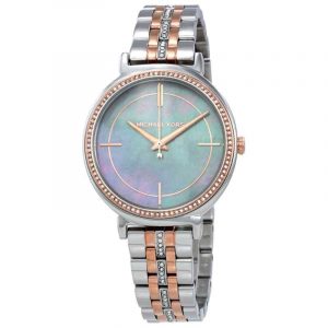 Michael Kors Cinthia Grey Mother of Pearl Dress Watch Rose Gold & Silver Two Tone MK3642